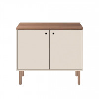 Manhattan Comfort 1LC1 Windsor 35.43 Modern Accent Cabinet with Solid Top board and Legs in Off White and Nature